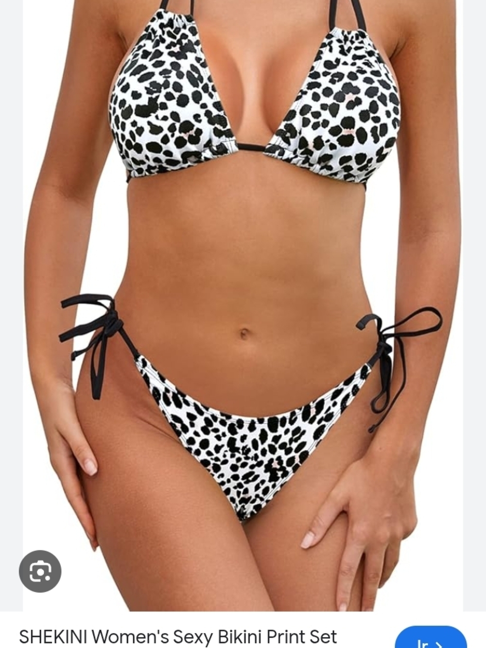 Black & White Leopard Print Tie-Side Bikini